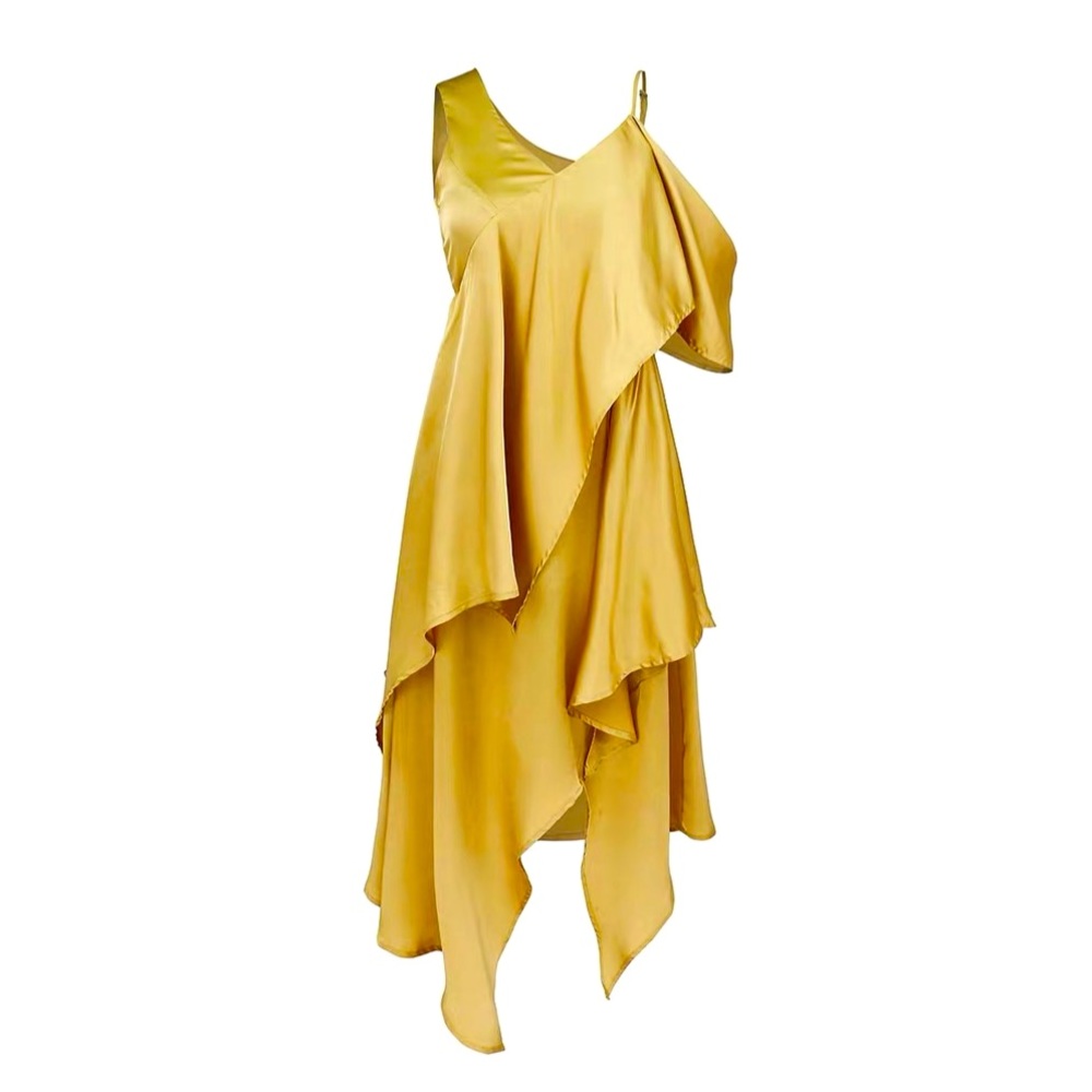 Golden Beach Party Dress Silk Like Touch